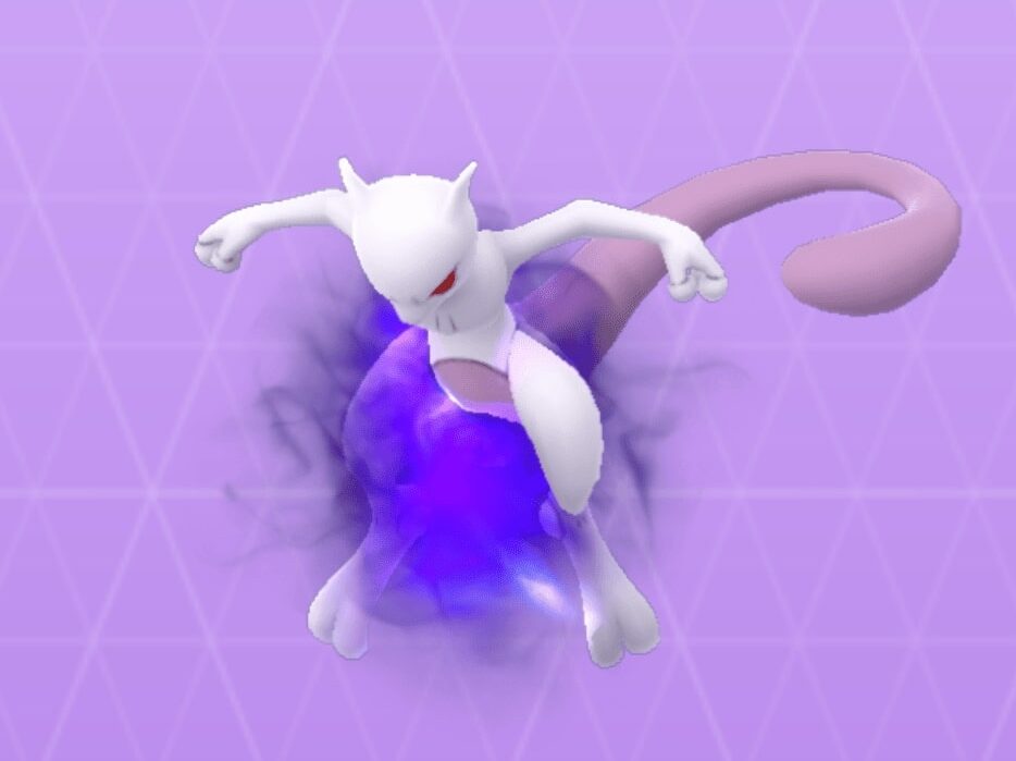 Mewtwo obscur en position attaque dans le Pokédex de Pokémon GO
